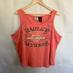 Vintage Y2K Harley-Davidson Embellished Biker Chick Ribbed Tank Top